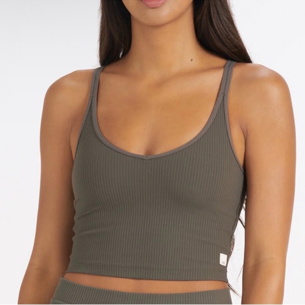 Olive Green Ribbed Crop Top